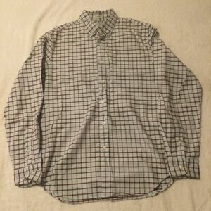 J Crew Shirt Mens M Brown Blue Plaid All Cotton Oxford Button Up Casual